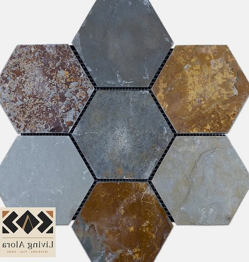 Two-Tone Hexagon Half Bath