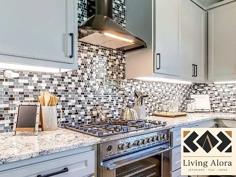 21 Stove Backsplash Ideas Perfect for Any Budget 19 Two-Tone Tile Design