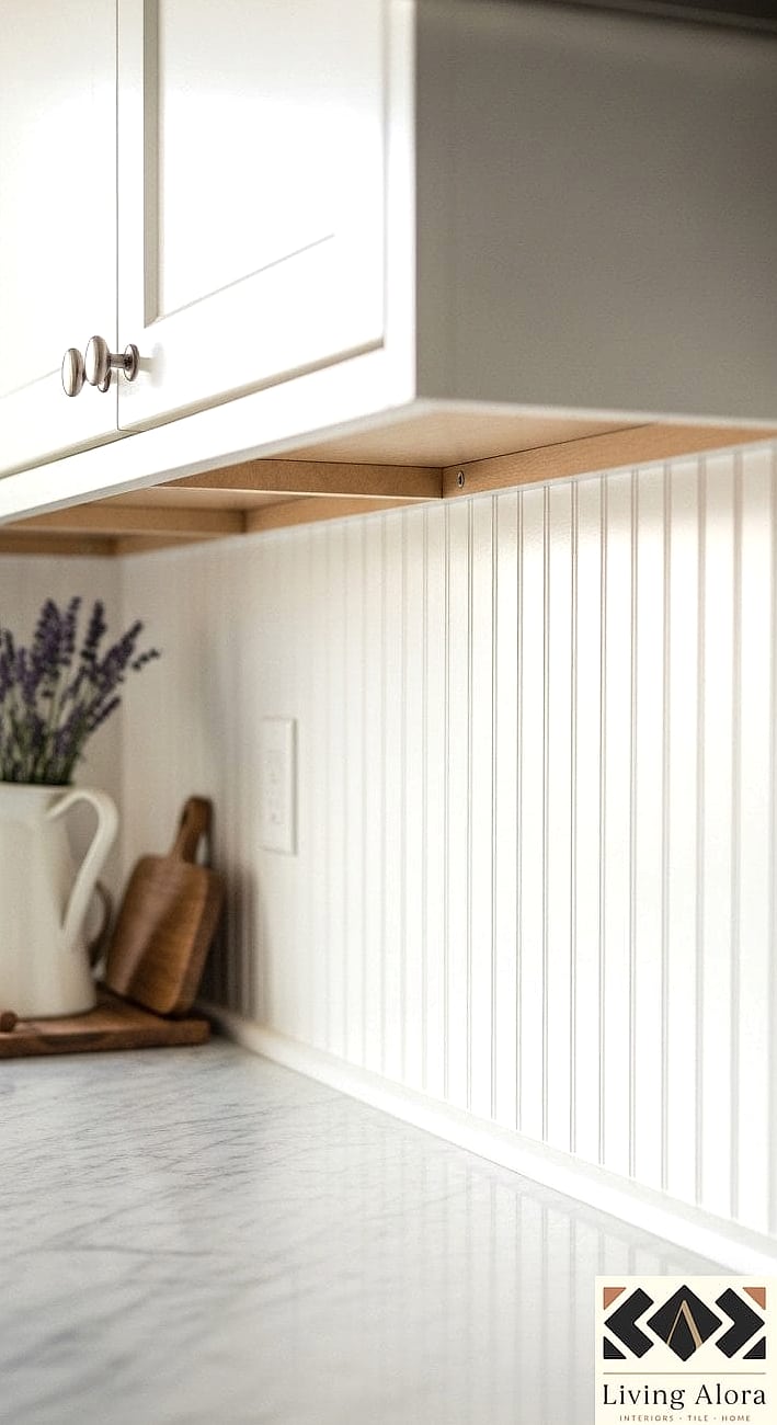 Vertical Beadboard Behind a Farmhouse Sink