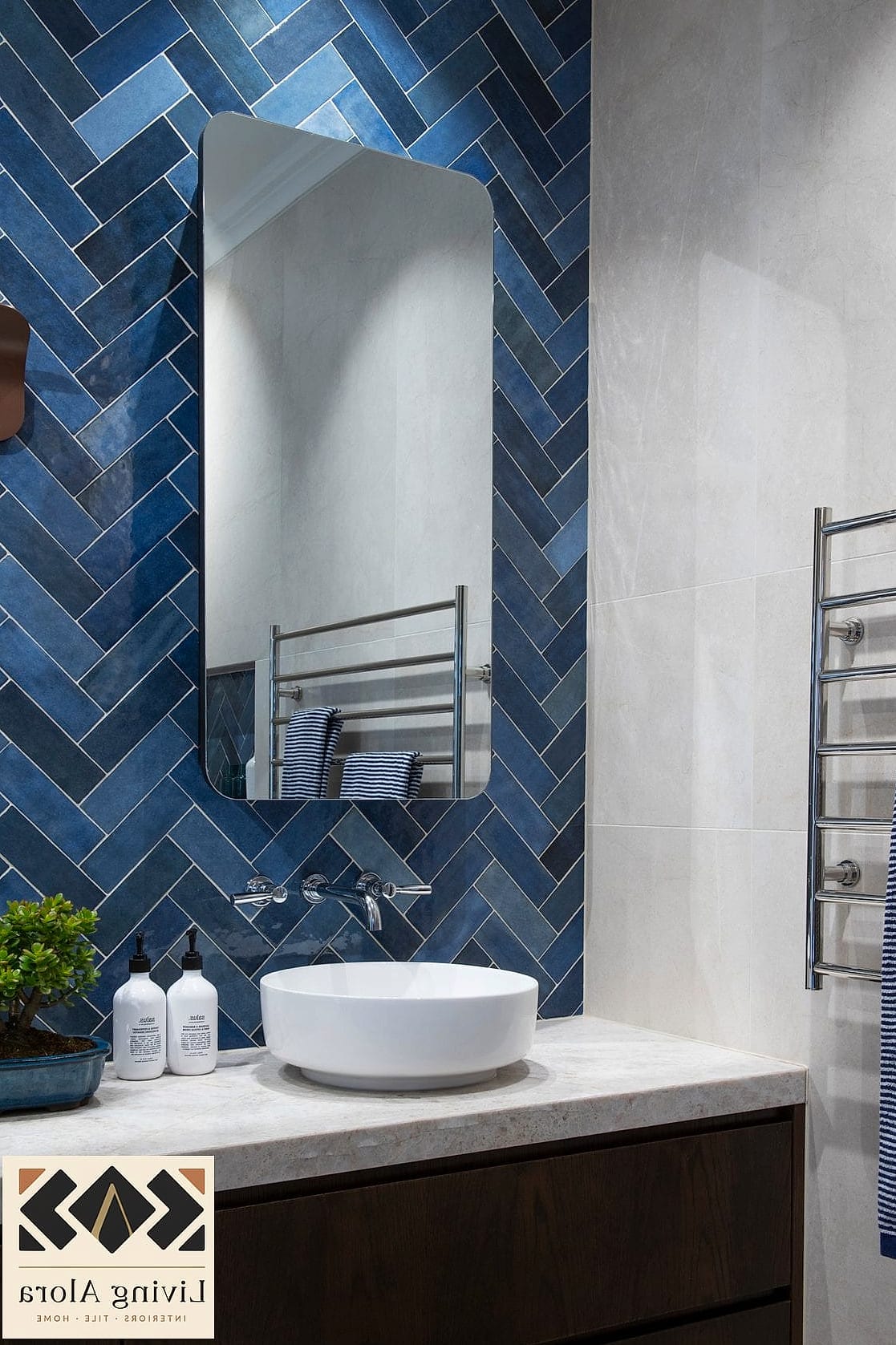 11 Bathroom Backsplash Ideas You Haven't Seen Before 8 Vertical Herringbone in Subway Tile