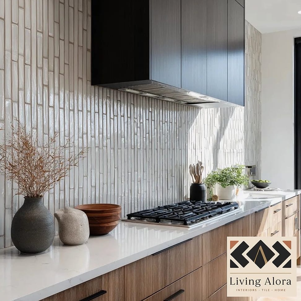11 Kitchen Backsplash Ideas to Show Your Contractor 8 Vertical Stacked Tile Installation