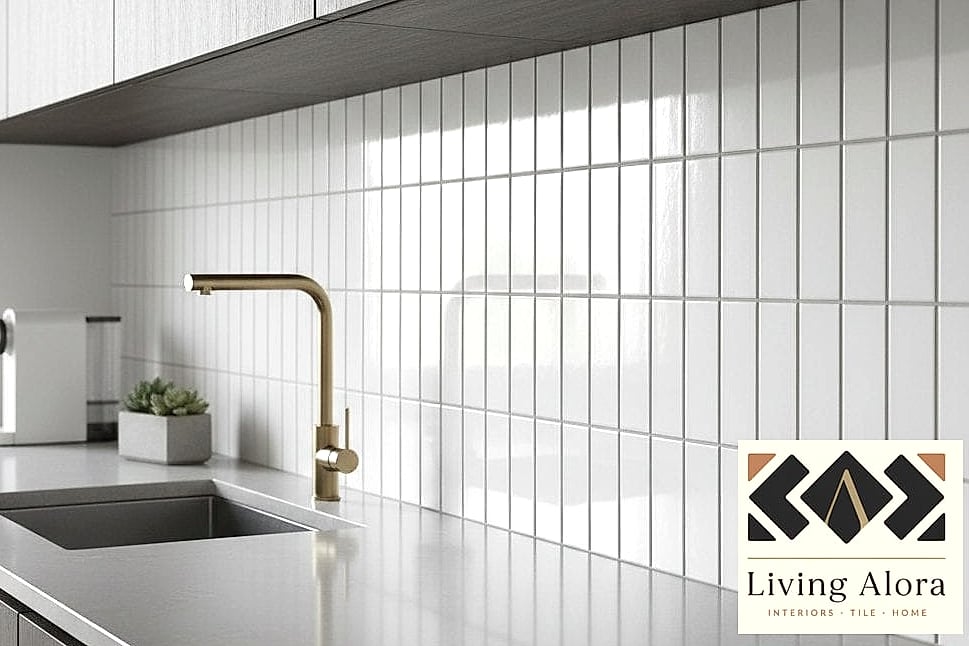 Vertical Stacked White Subway Tile