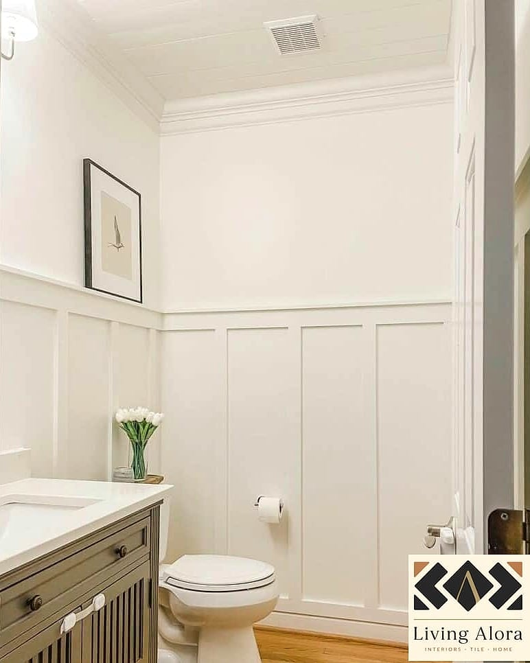 21 White Bathroom Ideas That Maximize Style and Function 5 Wainscoting for Texture