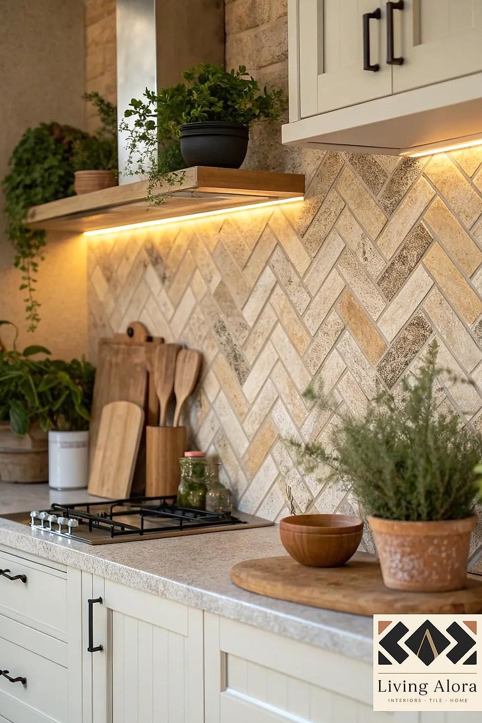 21 Marble Herringbone Backsplash Ideas That Look Expensive But Aren't 5 Warm Beige Marble Herringbone