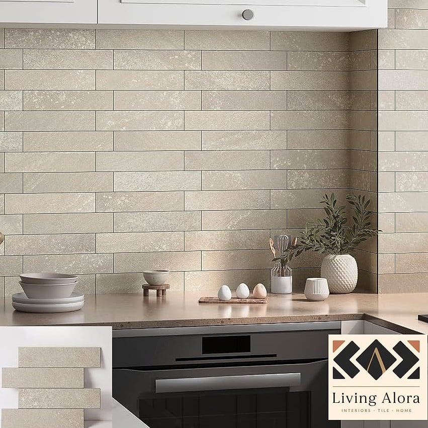 17 Modern Limestone Backsplash Ideas That Prove This Trend Is Here to Stay 7 Warm Beige Limestone with Wood Cabinetry