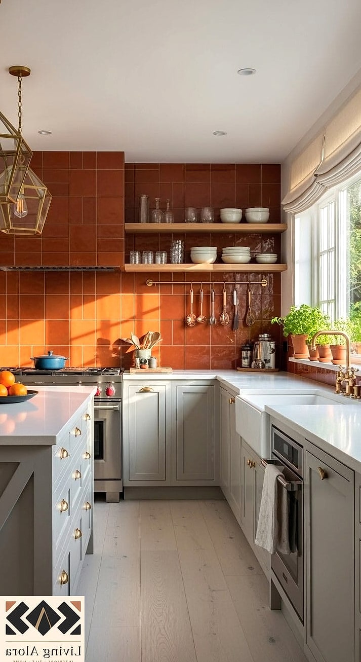 15 Backsplash for Dark Cabinets Ideas Worth Stealing From Interior Designers 6 Warm Terracotta Tile for Softness