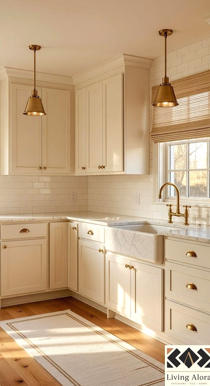 14 White Cabinets Ideas Trending on Pinterest This Year 2 Warm White Shaker Cabinets with Brass Hardware