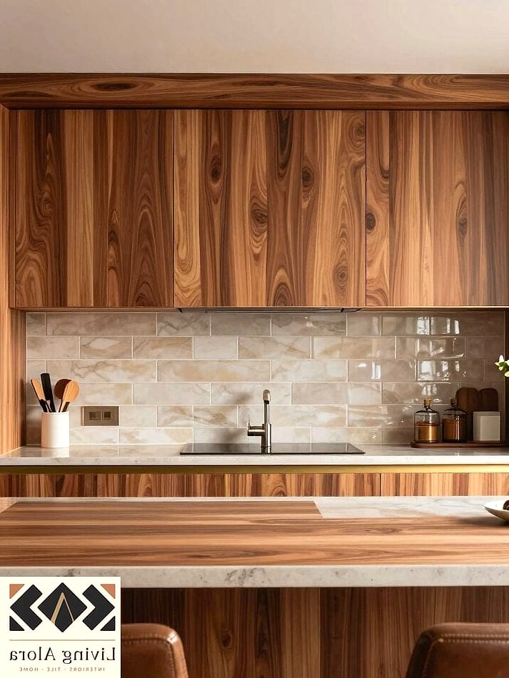 16 Modern Backsplash Ideas That Work in Any Size Home 13 Warm Wood-Look Tile
