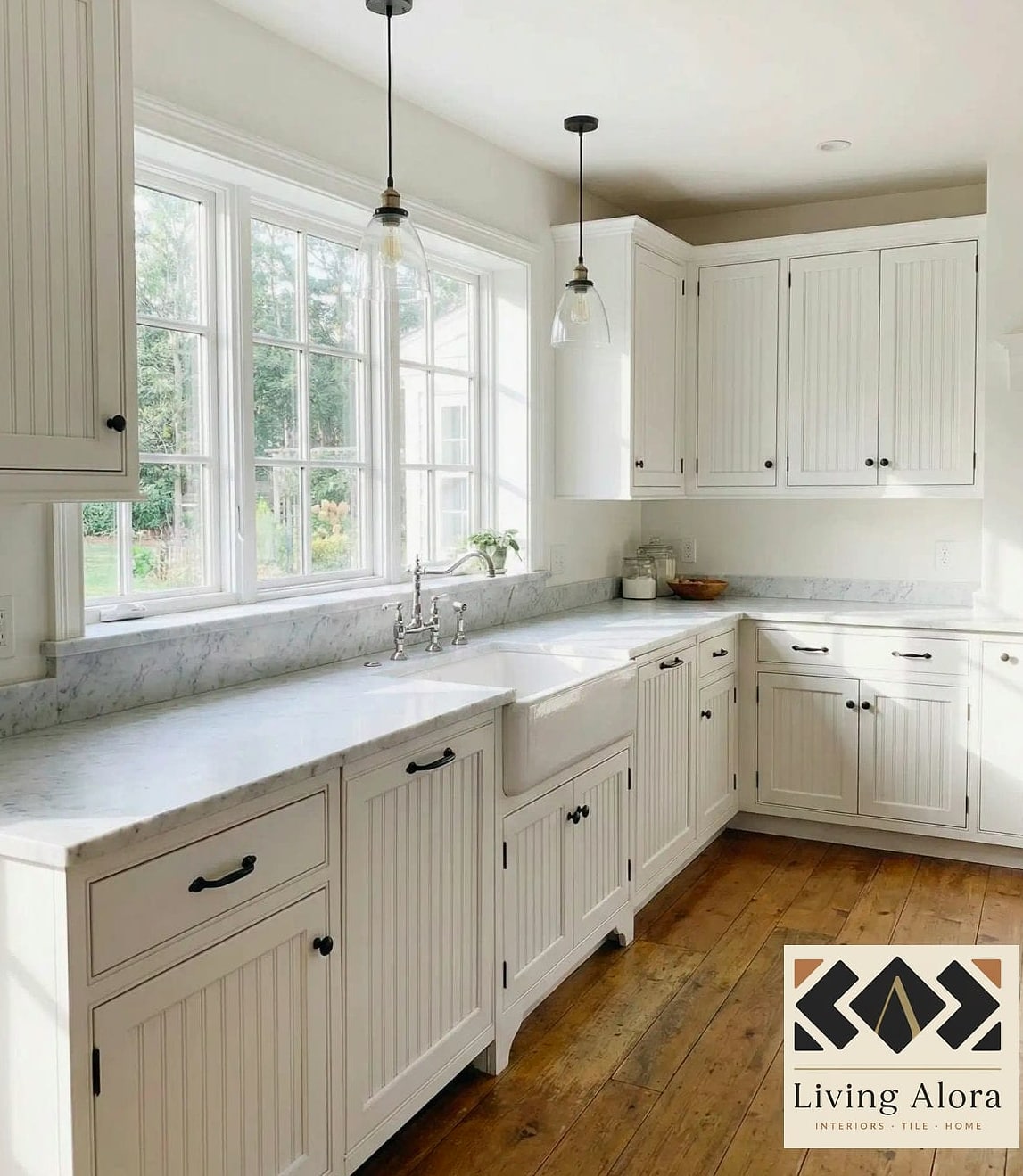 White Cabinets with a Textured Beadboard Backsplash