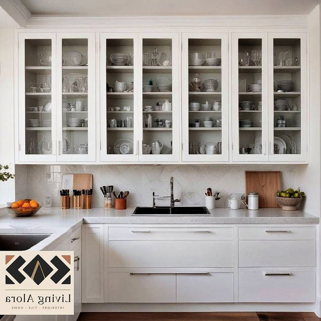 27 White Cabinets Ideas You Haven't Seen Before 5 White Cabinets with Glass-Front Uppers