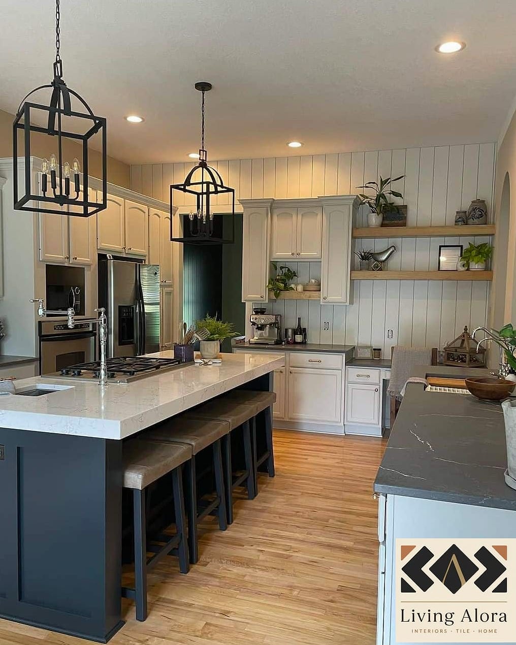 27 White Cabinets Ideas You Haven't Seen Before 7 White Cabinets with a Vertical Shiplap Backsplash