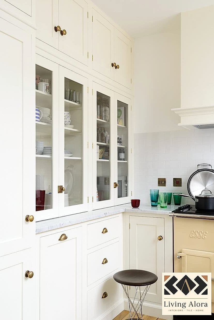 27 White Cabinets Ideas You Haven't Seen Before 13 White Cabinets with Brass Cup Pulls on Drawers