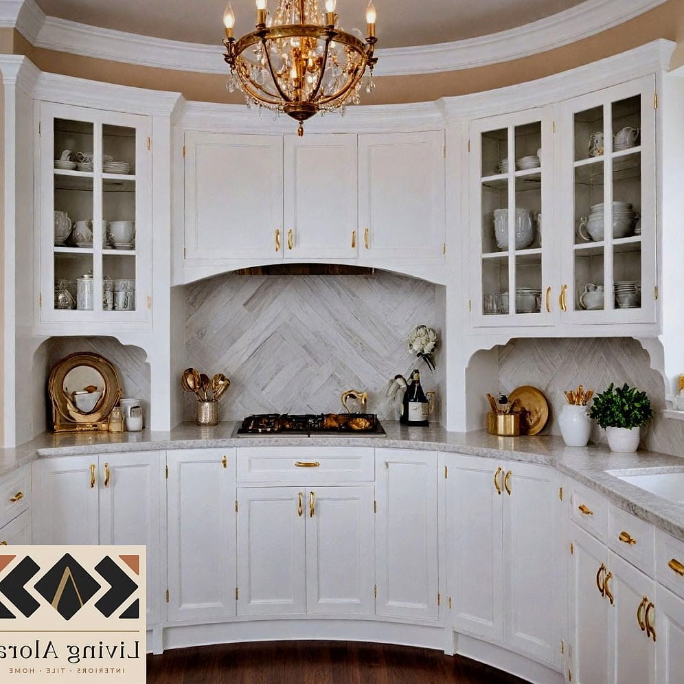 27 White Cabinets Ideas You Haven't Seen Before 15 White Cabinets in a Curved Kitchen Island