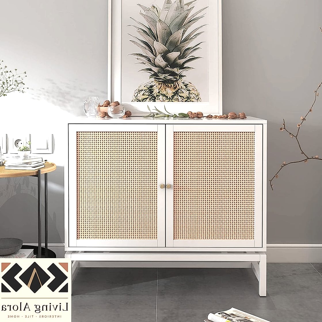 27 White Cabinets Ideas You Haven't Seen Before 20 White Cabinets with Wire or Rattan Door Inserts