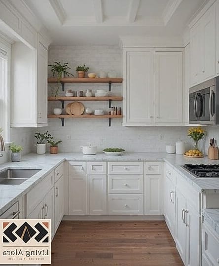 14 White Cabinets Ideas Trending on Pinterest This Year 4 White Cabinets with Open Shelving Mixed In
