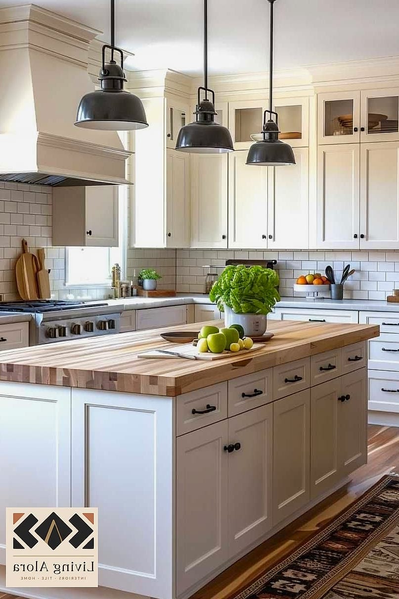 14 White Cabinets Ideas Trending on Pinterest This Year 7 White Cabinets Paired with Butcher Block Counters
