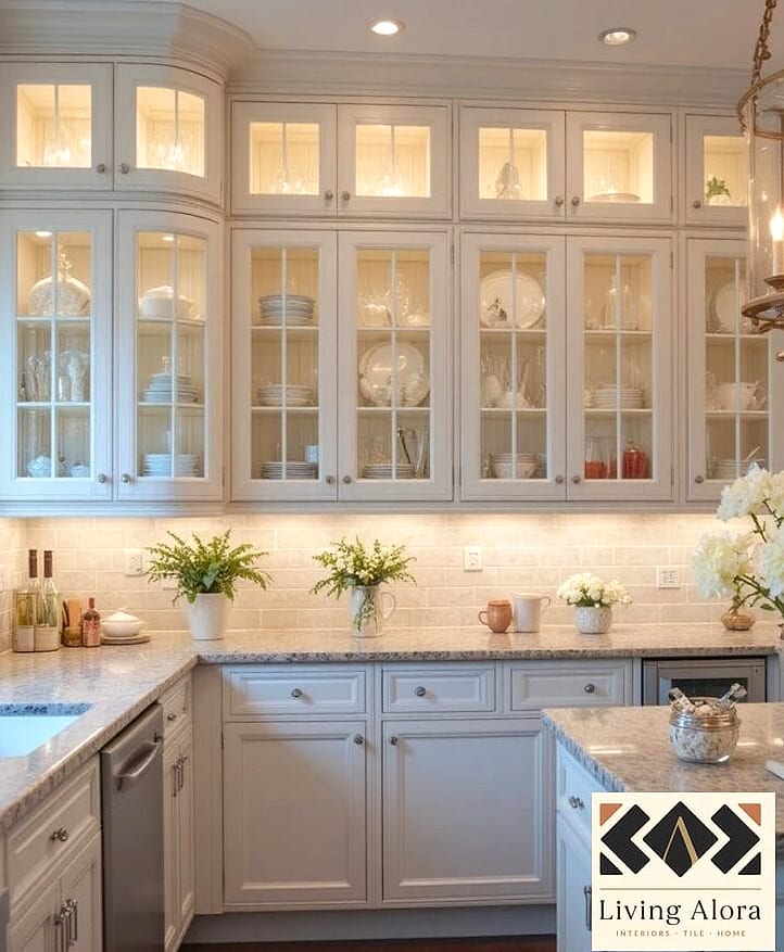 14 White Cabinets Ideas Trending on Pinterest This Year 13 White Cabinets with Textured Glass Fronts