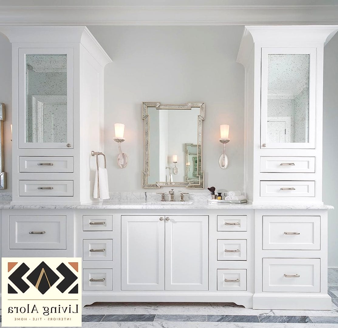 21 White Bathroom Ideas That Maximize Style and Function 18 White Furniture-Style Vanity