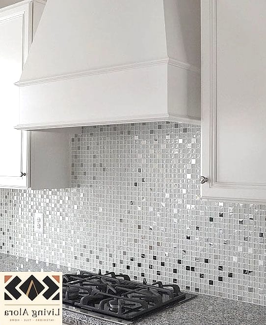 White Glass Tile with Metallic Accents