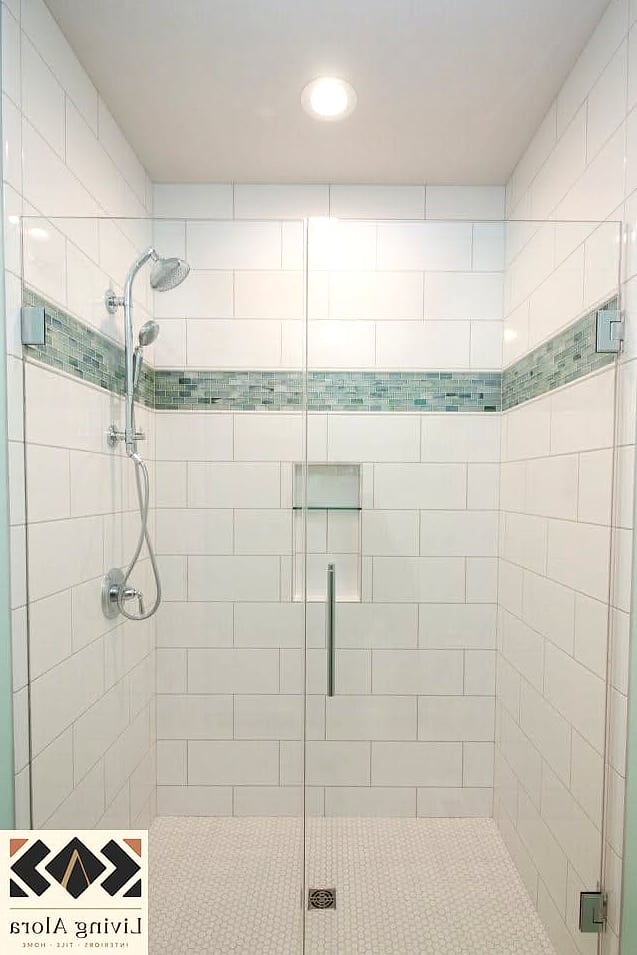 White Glass Tile Accent Stripe
