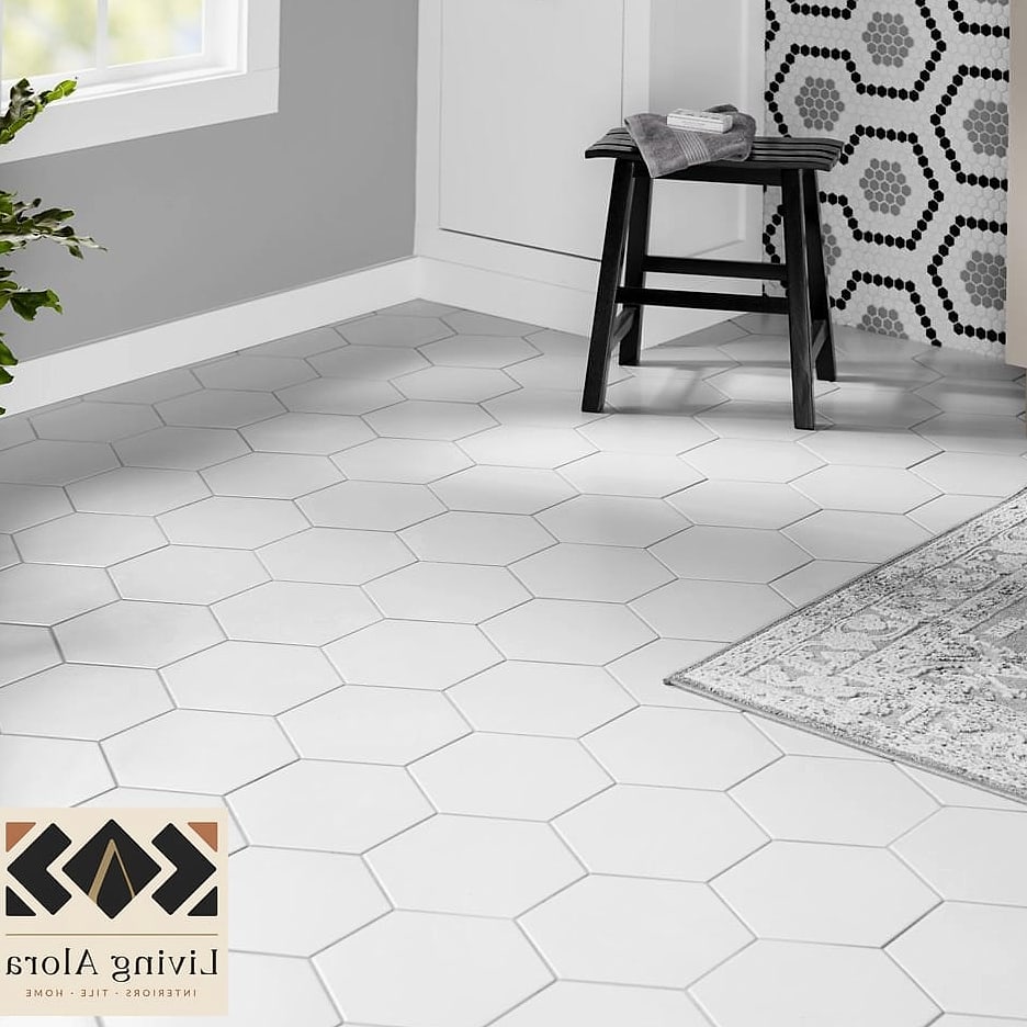 23 White Tile Ideas Perfect for Any Budget 5 White Hexagon Floor Tile
