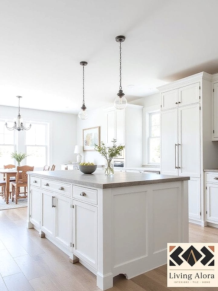 White Kitchen Island as the Focal Point
