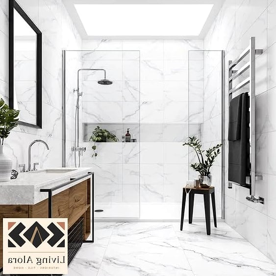 23 White Tile Ideas Perfect for Any Budget 7 White Marble Bathroom Tile