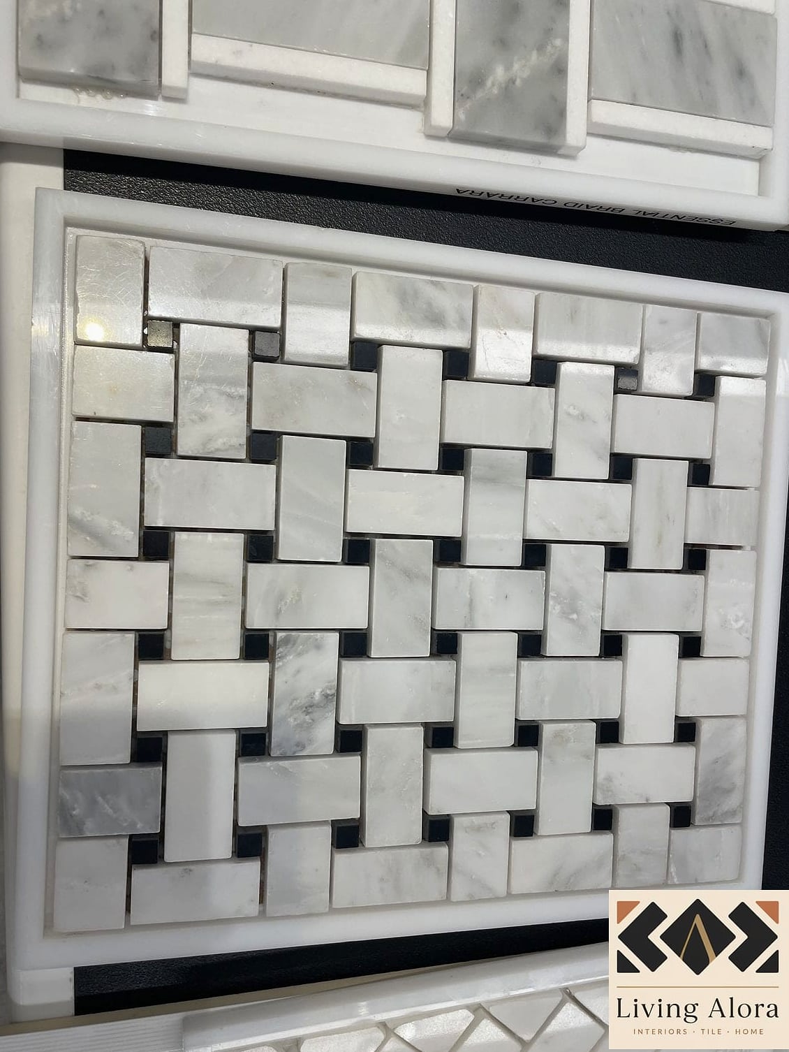 White Marble with Basketweave Pattern