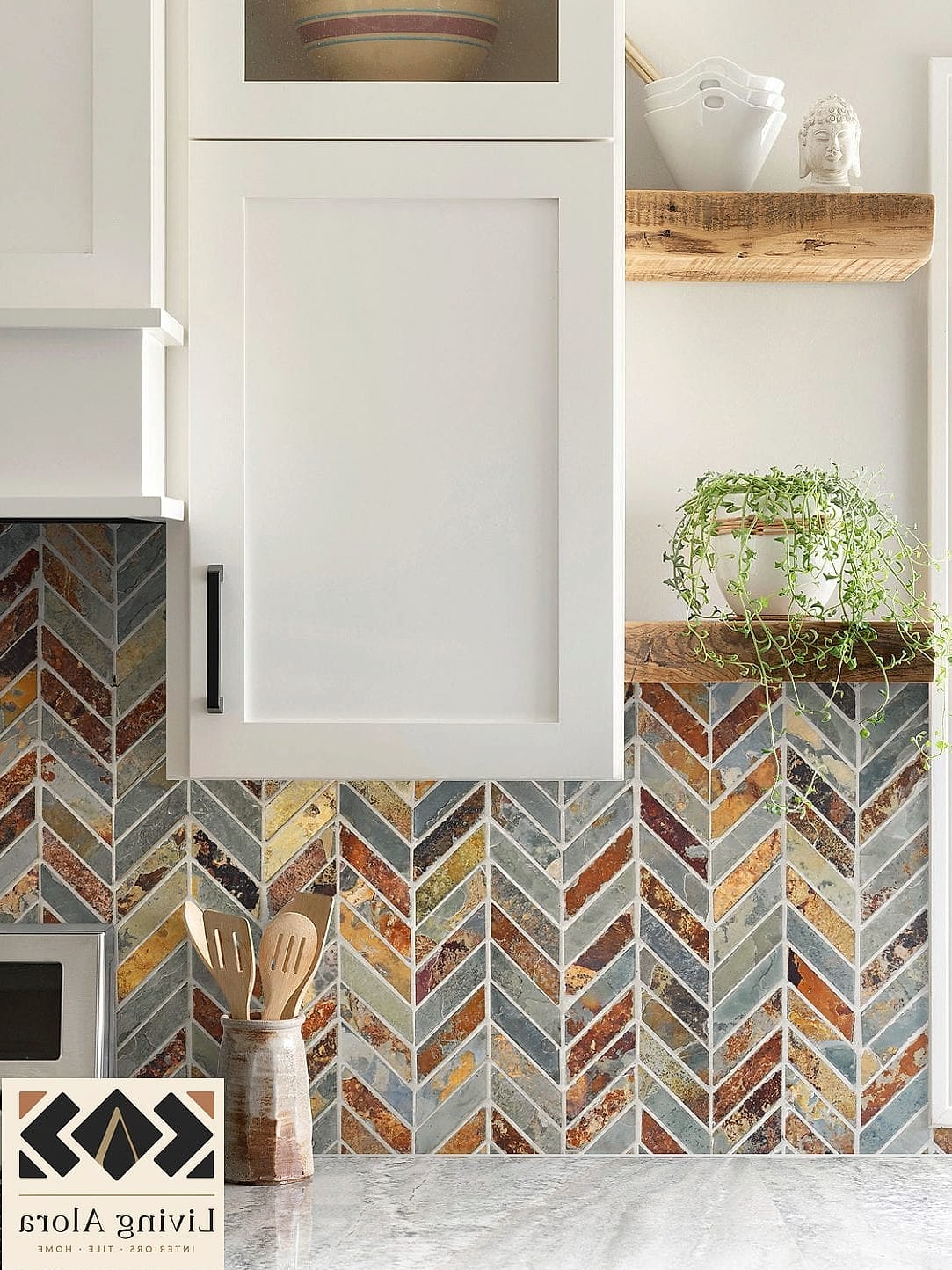 White Marble Chevron Pattern