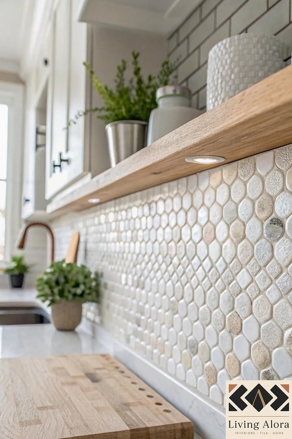 White Mosaic Tile Backsplash