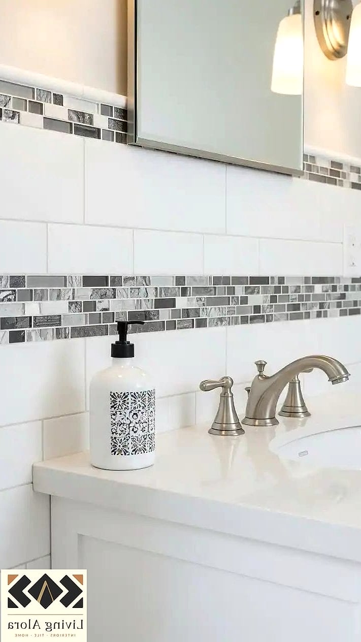 27 Backsplash for White Bathroom Ideas Trending on Pinterest This Year 9 White Mosaic Tile Backsplash