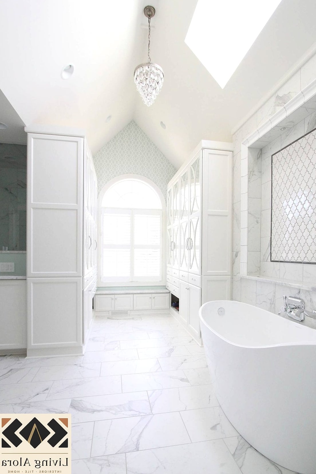 White Mosaic Tile Floors