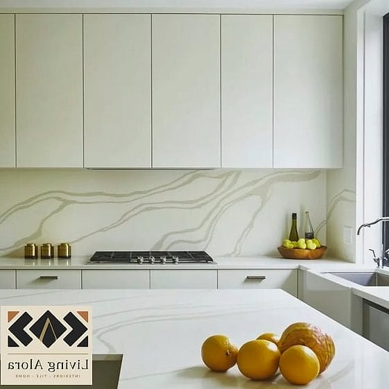 30 Modern White Backsplash Ideas You'll Want to Save Right Now 17 White Porcelain Slab Backsplash