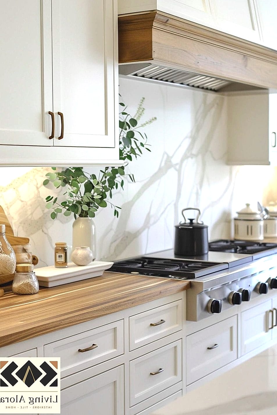 30 White Quartz Backsplash Ideas for Every Home Style and Budget 15 White Quartz Paired with Butcher Block Counters