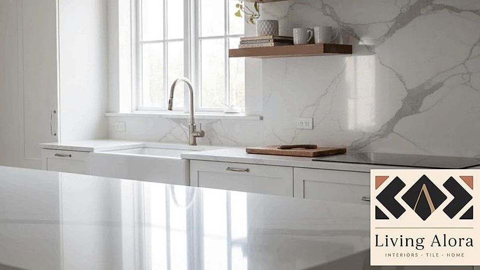 30 White Quartz Backsplash Ideas for Every Home Style and Budget 19 White Quartz with a Marble Look