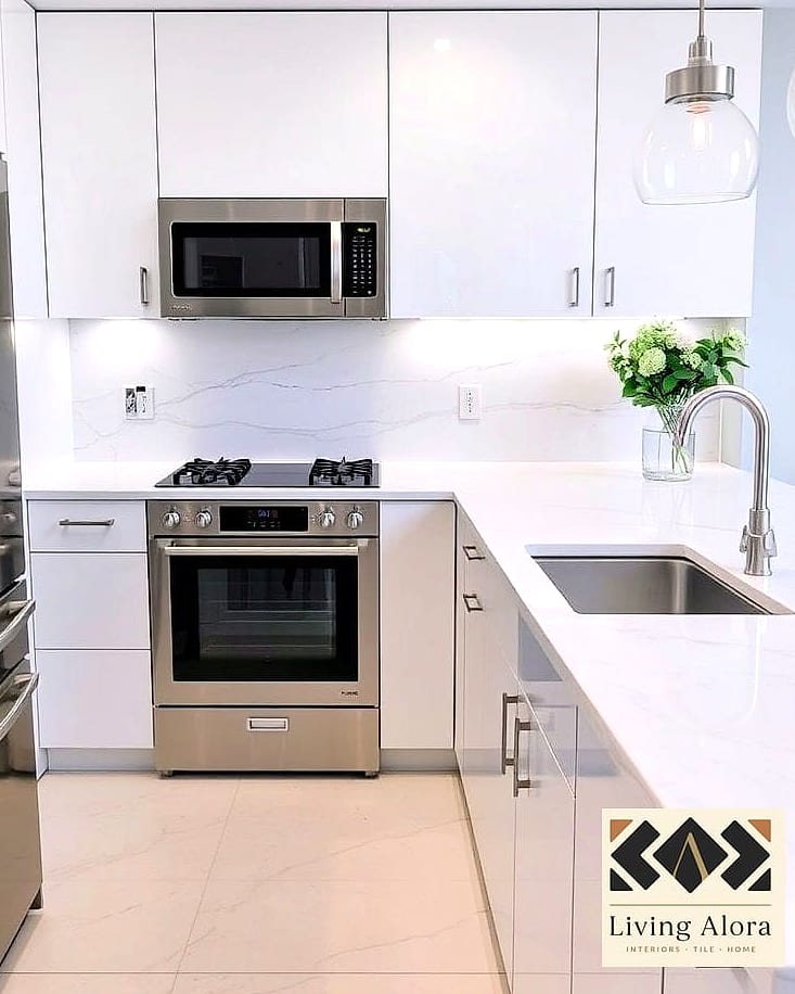 30 White Quartz Backsplash Ideas for Every Home Style and Budget 21 White Quartz in a Small Galley Kitchen