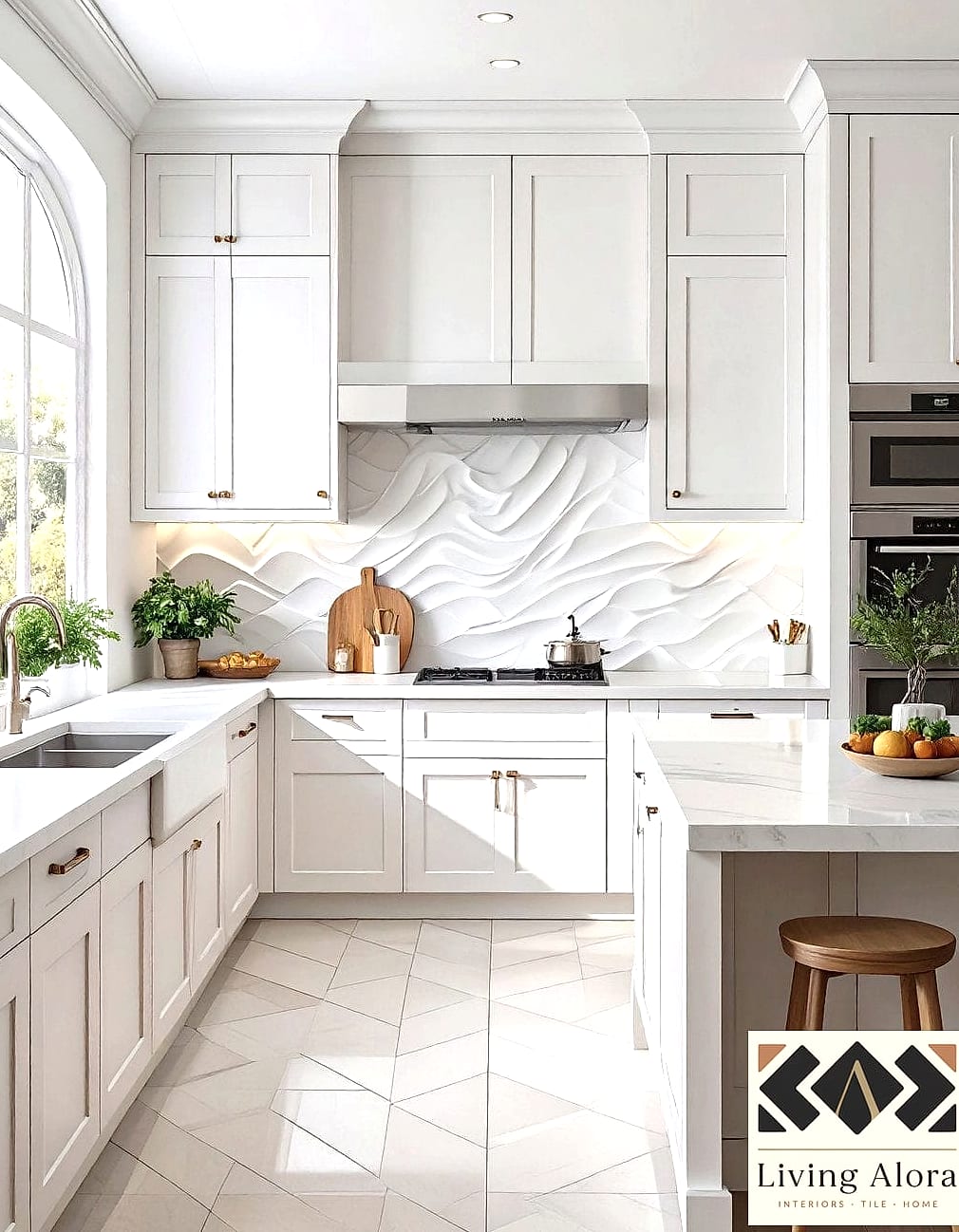 30 White Quartz Backsplash Ideas for Every Home Style and Budget 22 White Quartz with Two-Tone Cabinets
