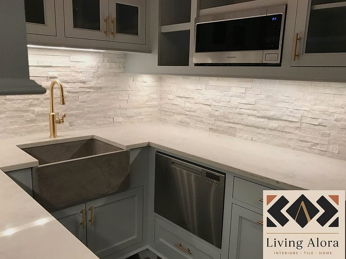 White Quartzite Backsplash