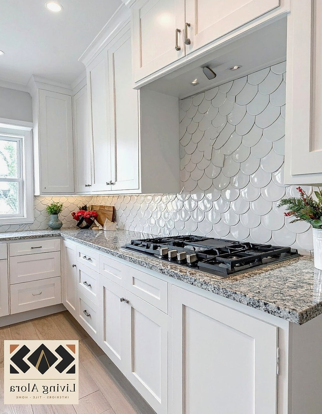 White Scalloped Fish Scale Tile