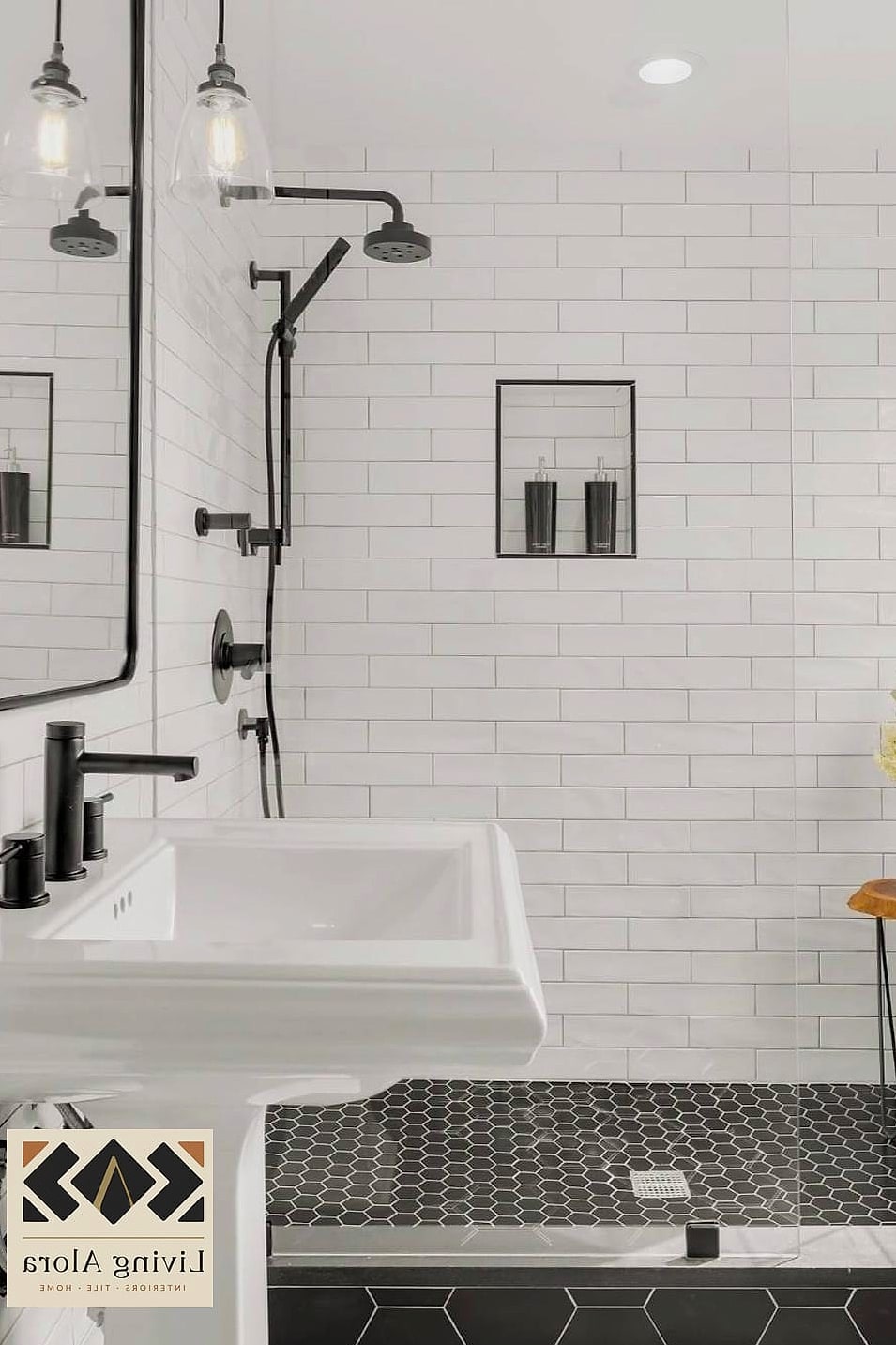 21 White Bathroom Ideas That Maximize Style and Function 2 White Subway Tile with Dark Grout