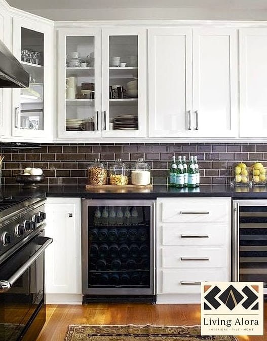 15 Backsplash for Dark Cabinets Ideas Worth Stealing From Interior Designers 2 White Subway Tile for Classic Contrast
