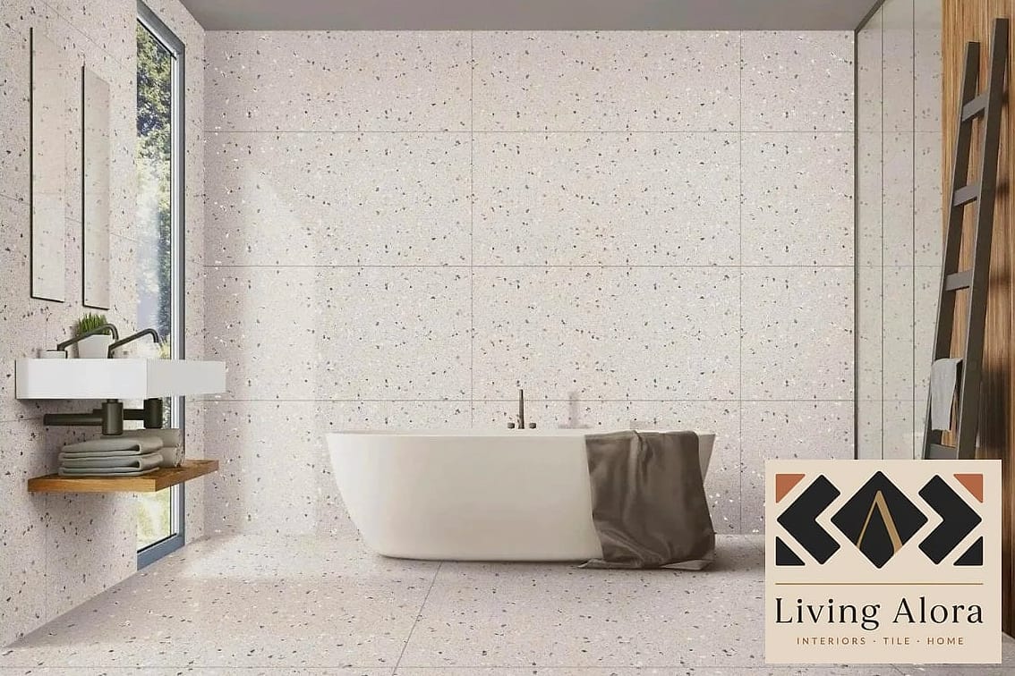 23 White Tile Ideas Perfect for Any Budget 12 White Terrazzo-Look Tile