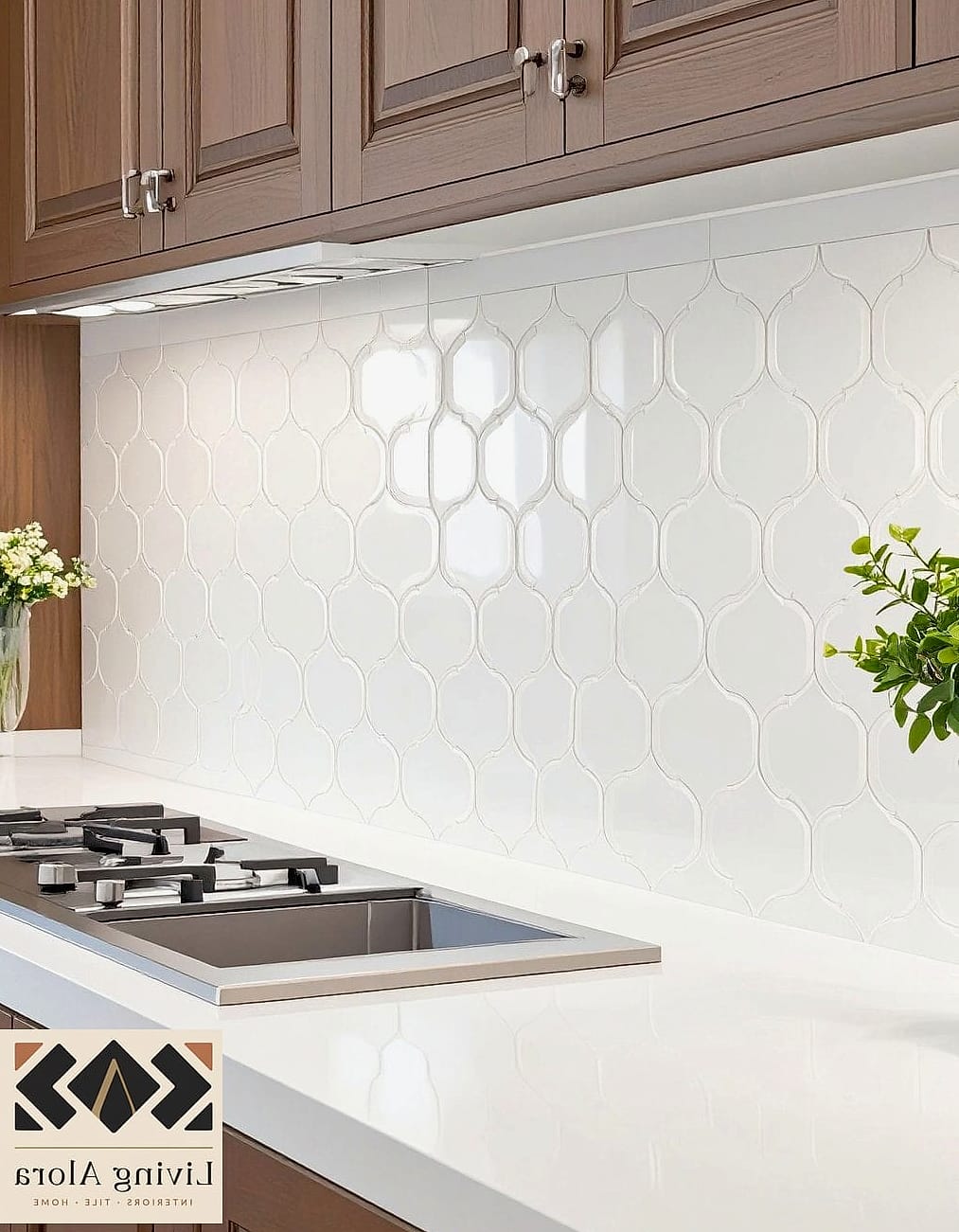 30 Modern White Backsplash Ideas You'll Want to Save Right Now 26 White Tile Behind a Vent Hood