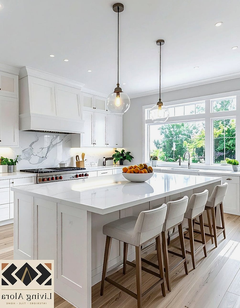 23 White Tile Ideas Perfect for Any Budget 22 White Tile Kitchen Island Surround