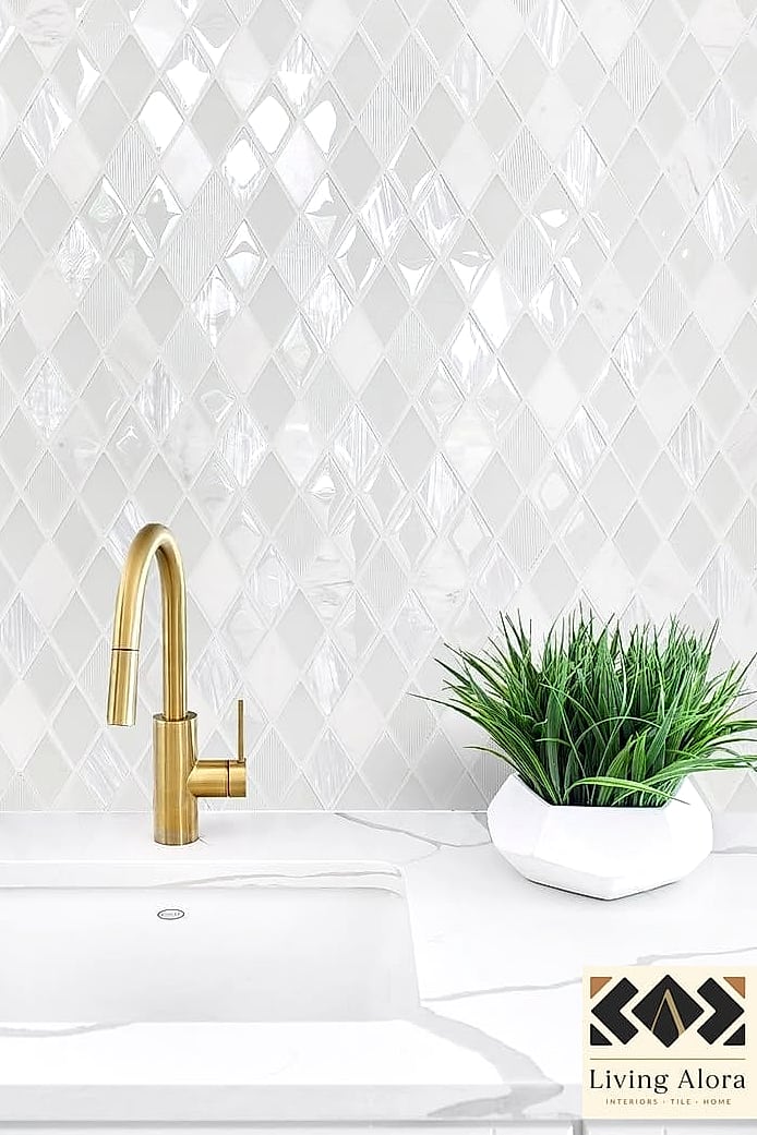 27 Backsplash for White Bathroom Ideas Trending on Pinterest This Year 24 White Tile with Brushed Gold Hardware