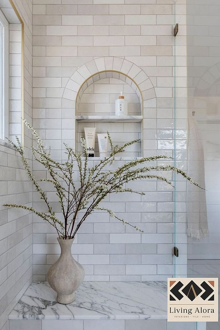 White Tile Shower Niche