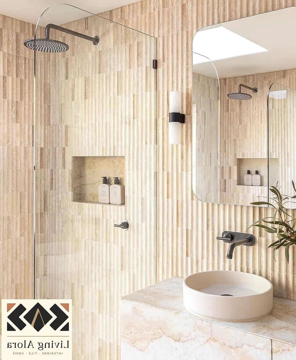 White Tile with Brushed Brass Hardware
