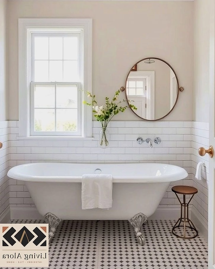 White Tile Half Wall