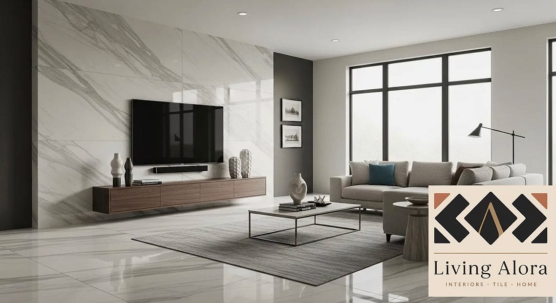 White Tile Accent Wall