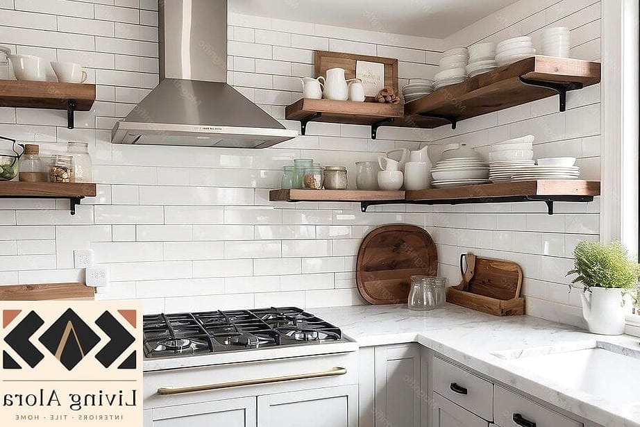 White Tile with Open Shelving